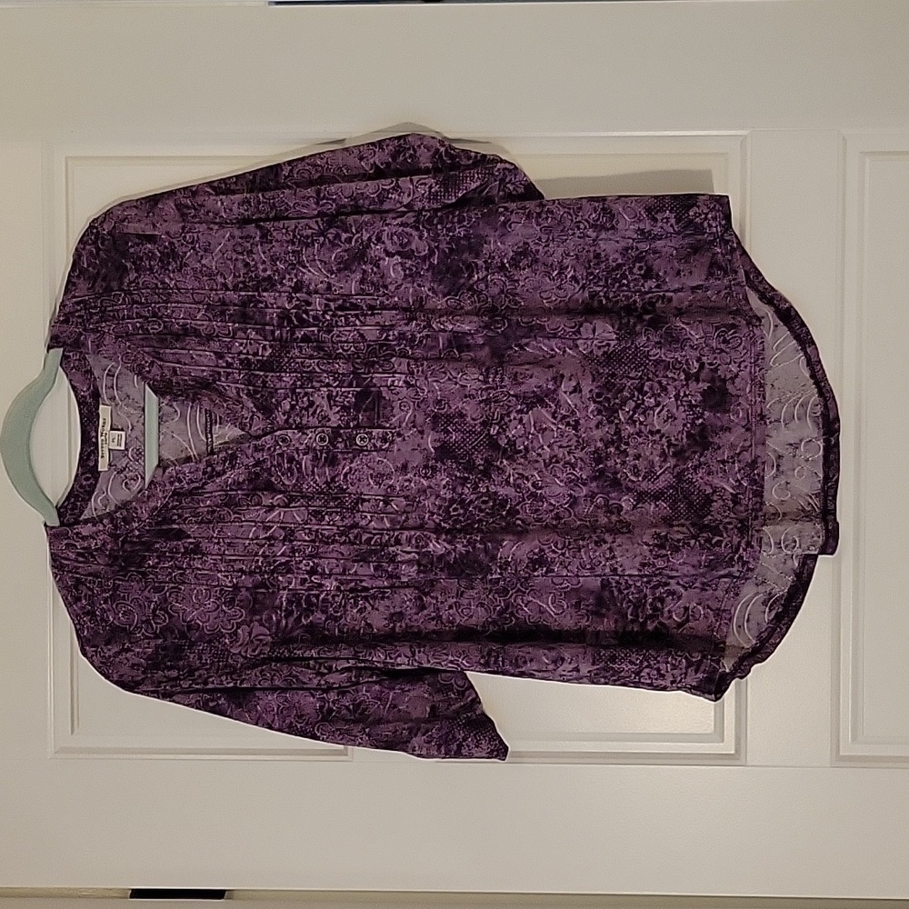 Super-soft Lightweight Purple Top with 3/4 sleeves, Size Petite Large
